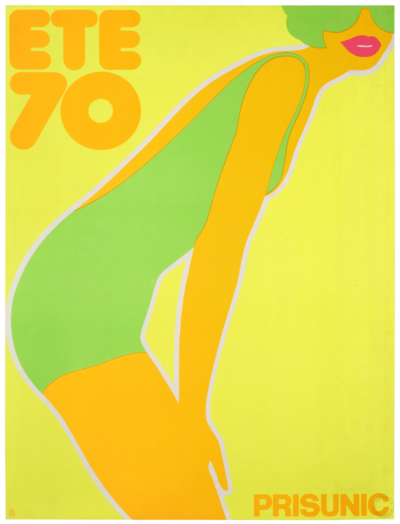exposition Monoprix affiche jaune femme maillot de bain